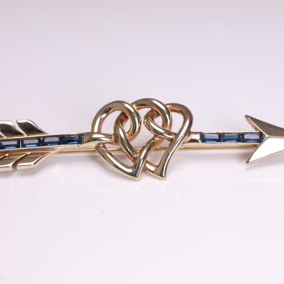 Marcel Boucher 1950's Blue Sapphire Double Heart And Arrow Brooch - Picture 6 of 6